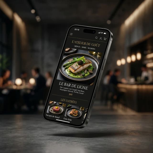 Menu digital premium sur iPhone